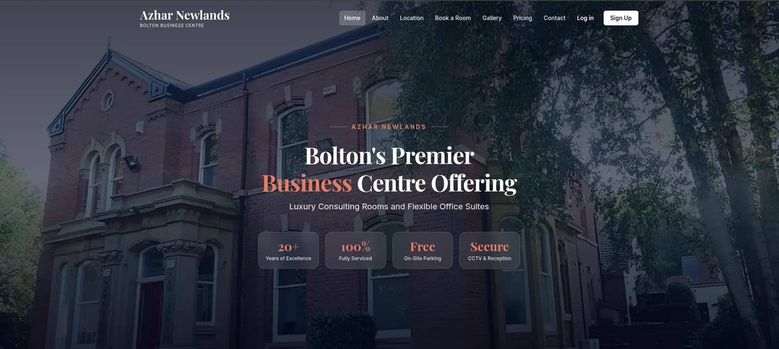 The public website's home page